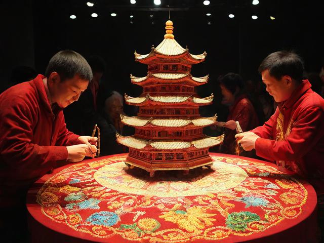 九游体育网站_ 传统技艺“宝塔滚绣”比赛，文化融合的视觉盛宴